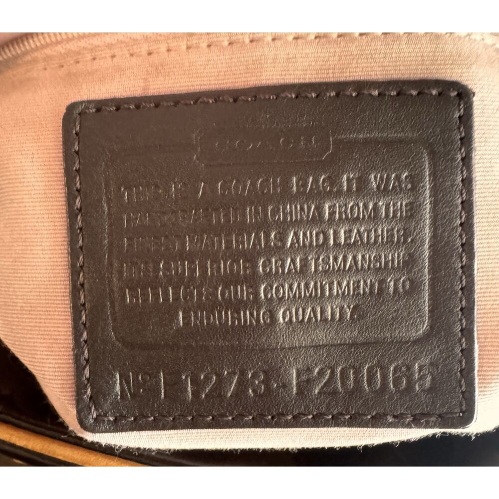 Patent Leather Coach Peyton Signature Embossed Satchel Brown/Tan F20065 - Picture 10 of 13